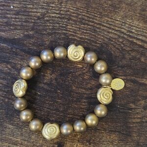 24k Gold Triple Plated Susan Shaw Vintage Gold Stretch Bracelet